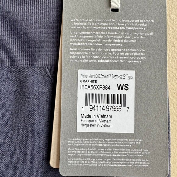 Icebreaker Women's Merino 260 Zoneknit Seamless Active 25" Tights Graphite Small - Picture 7 of 10